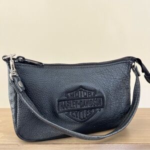 Harley-Davidson Black Leather Wristlet Clutch